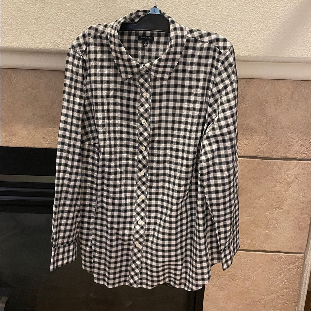 Talbots Plus Monochrome Plaid Shirt 1x